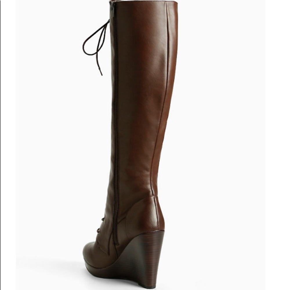 Torrid lace up combat boots. Wedge heel, wide calf